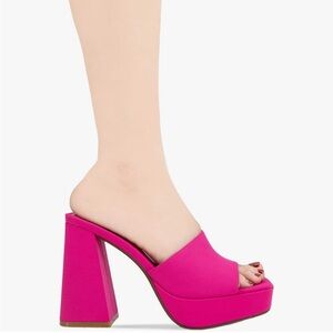 BCBGeneration Galixy Passion Pink Neo Barbie Platform Heeled Mule Sandals